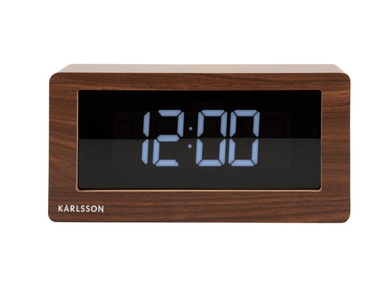 present time Table Clock Boxed LED - KA5899DW Dark wood
