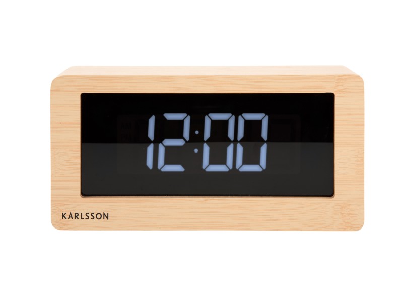 present time Table Clock Boxed LED - KA5899WD Light wood