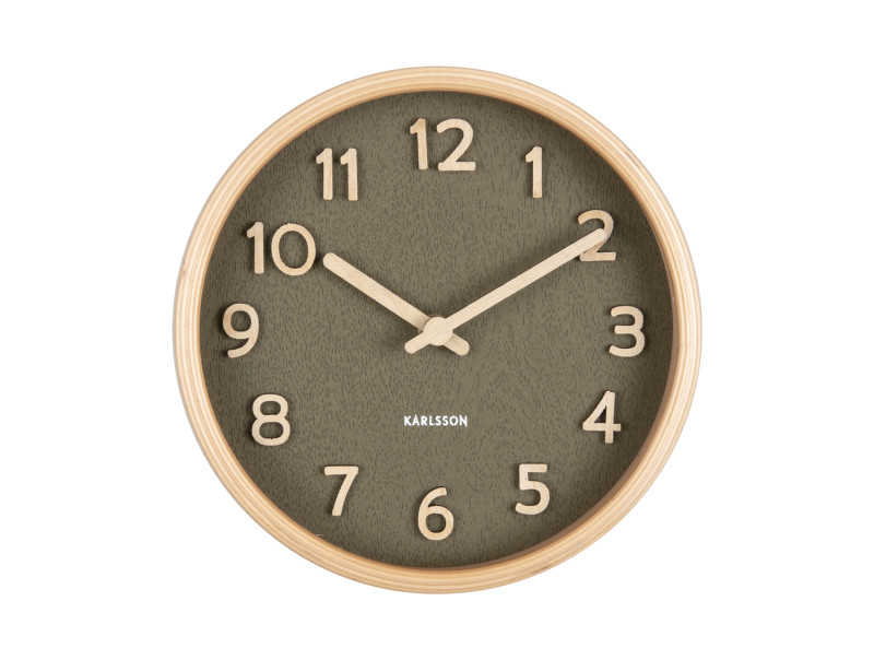 Present Time Table Clock Pure Wood Grain - KA5875MG Moss Green