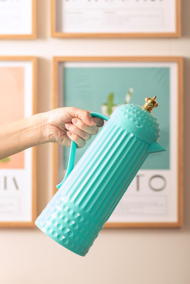 Present Time Thermos Bottle Crown - PT4291BL Turquoise Blue