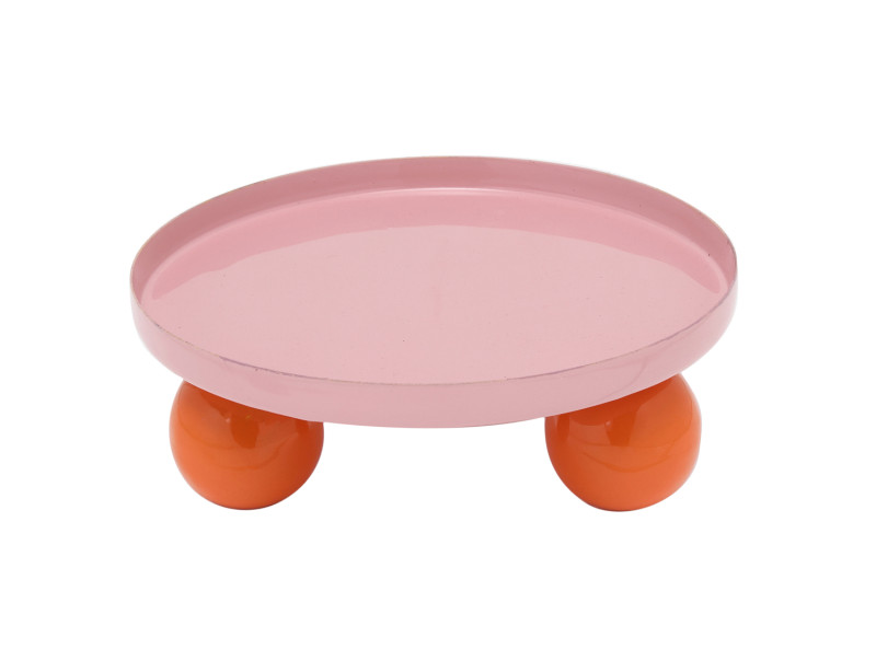 Present Time Tray Double Funky Round - PT4309LP Soft Pink & Bright Orange