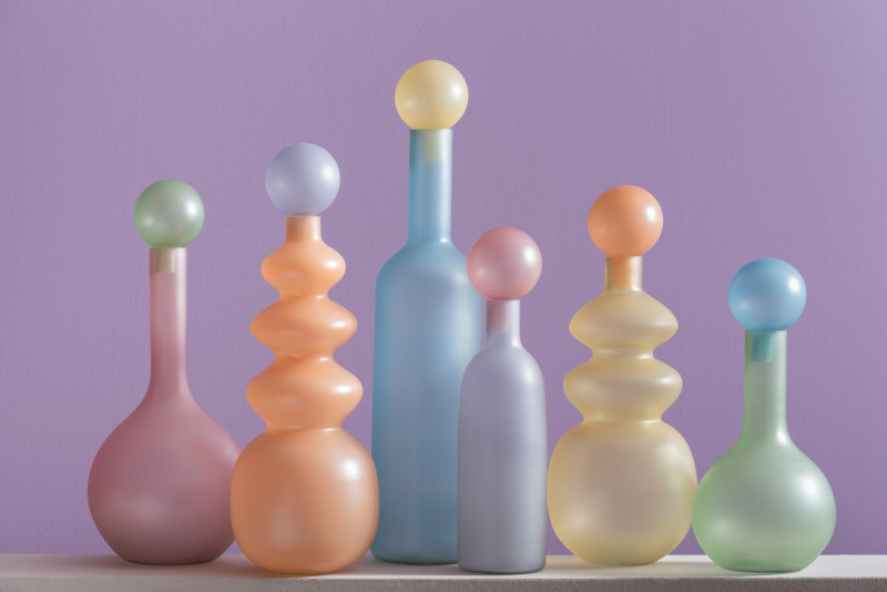 Present Time Vase Alegre Botellin Large - PT4267LB Soft Blue & Soft Yellow