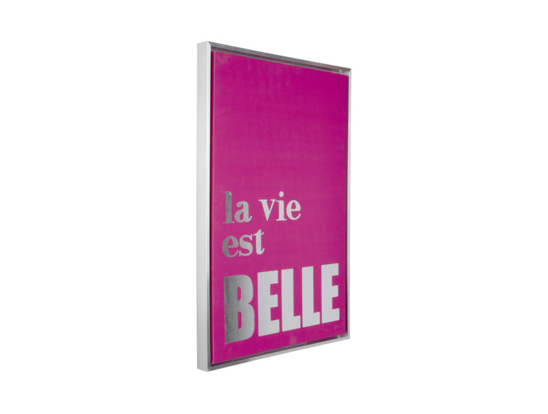 Present Time Wall Art La Vie Est Belle Medium - PT4181 Dark Pink & Silver