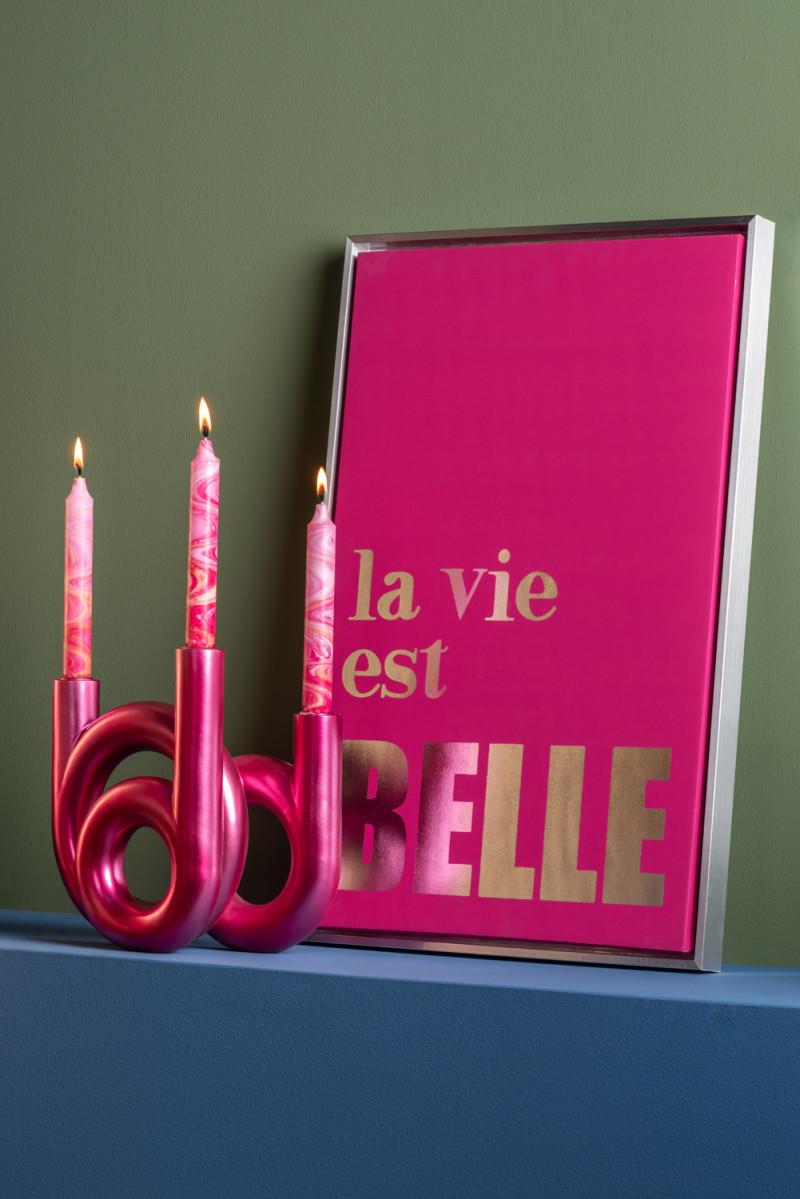 Present Time Wall Art La Vie Est Belle Medium - PT4181 Dark Pink & Silver