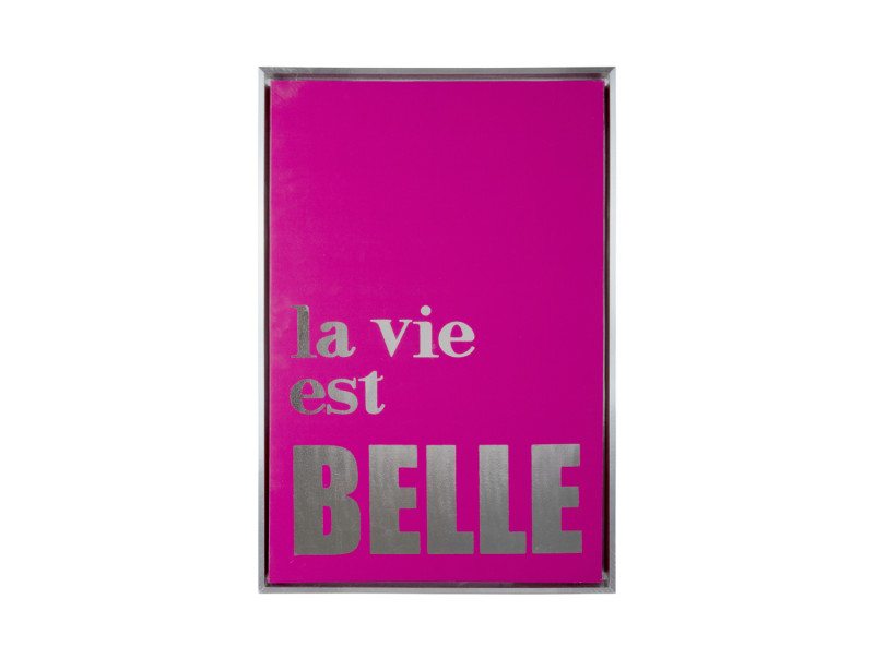 present time Wall Art La Vie Est Belle Medium - PT4181 Dark pink & silver