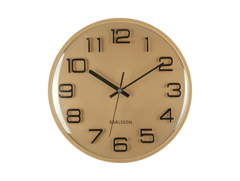 present time Wall Clock 3D Numbers - KA6022GD Gold painted