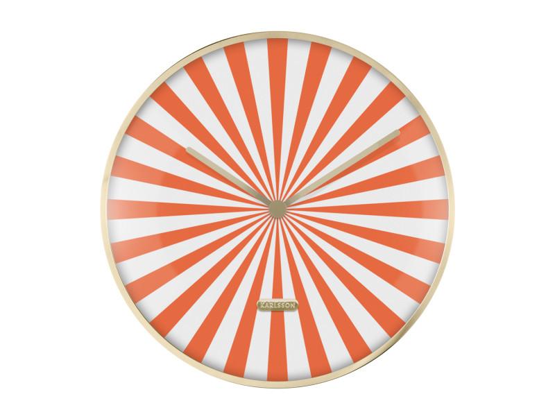 present time Wall Clock Candy Swirl Dome - KA6007OR Bright orange & white