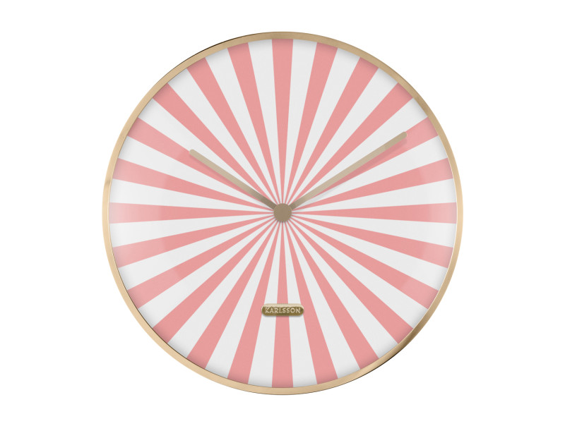 Present Time Wall Clock Candy Swirl Dome - KA6007PI Flamingo Pink & White