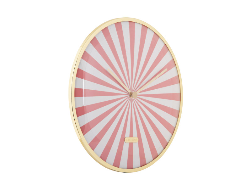 Present Time Wall Clock Candy Swirl Dome - KA6007PI Flamingo Pink & White