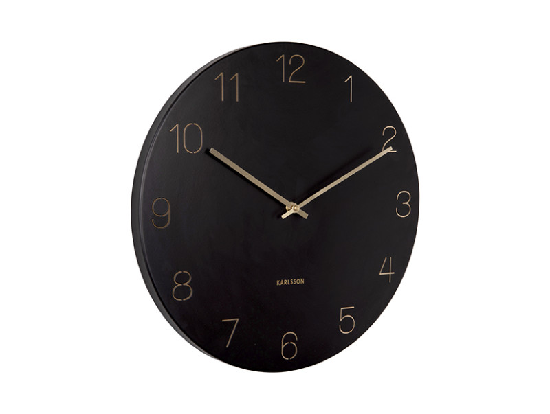 Present Time Wall Clock Charm Engraved Numbers - KA5762BK Black