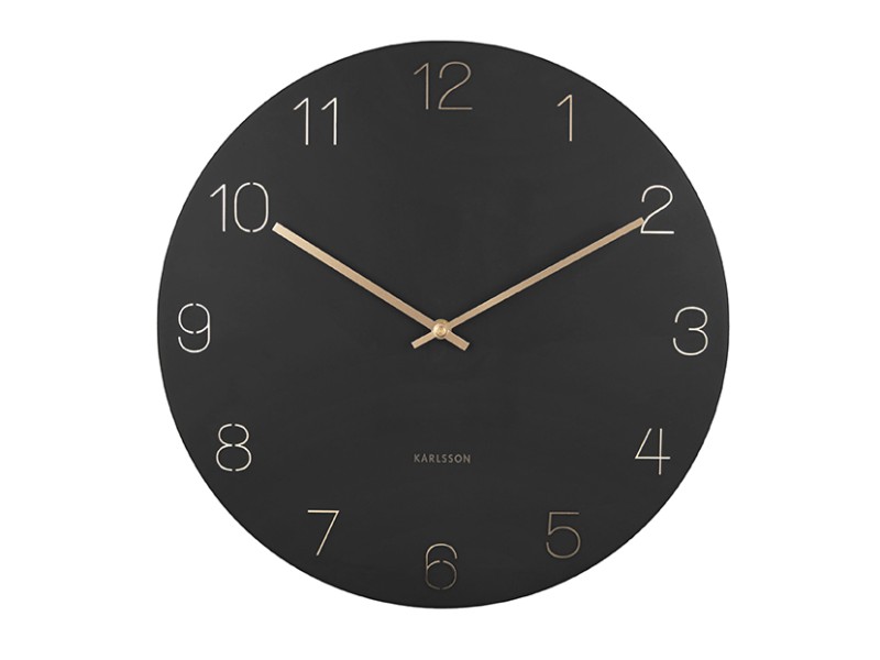 present time Wall Clock Charm Engraved Numbers - KA5762BK Black