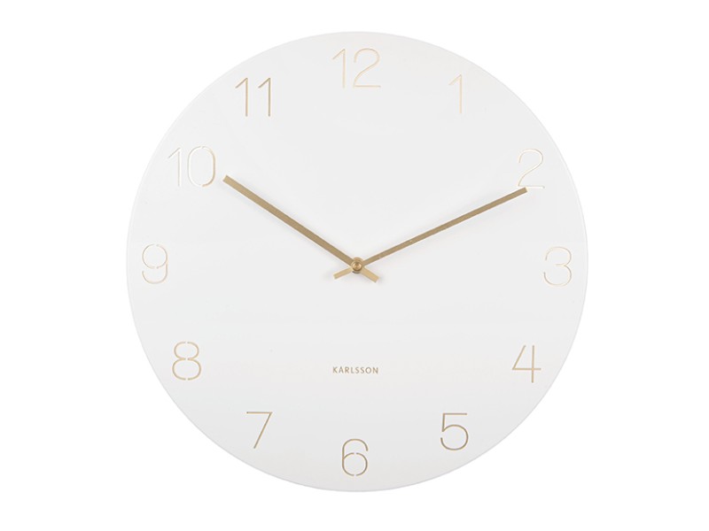 Present Time Wall Clock Charm Engraved Numbers - KA5762WH White