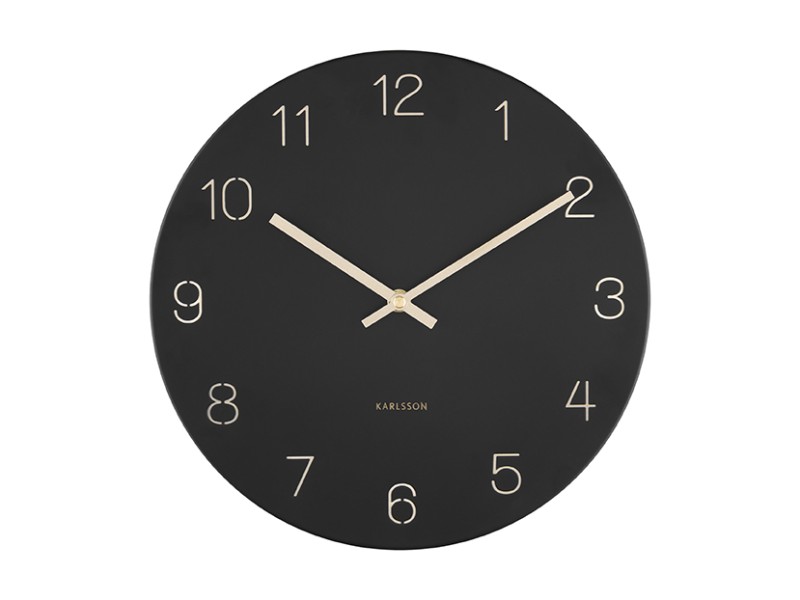 present time Wall Clock Charm Engraved Numbers Small - KA5788BK Black