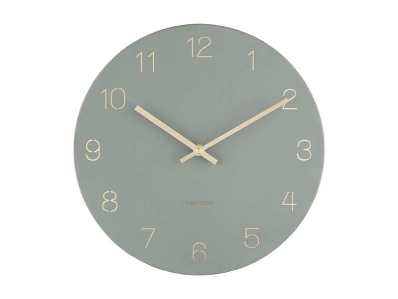 Present Time Wall Clock Charm Engraved Numbers Small - KA5788GR Jungle Green