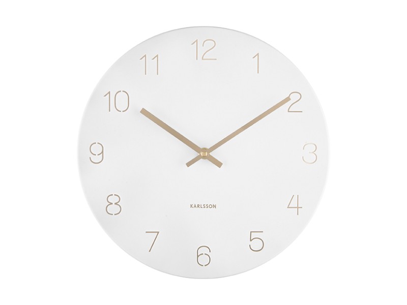 Present Time Wall Clock Charm Engraved Numbers Small - KA5788WH White