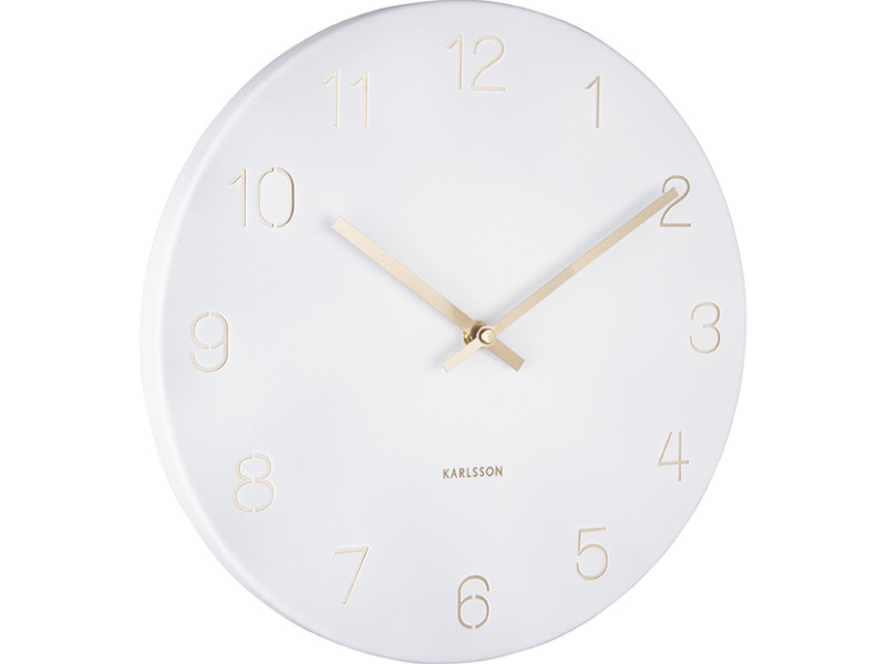 Present Time Wall Clock Charm Engraved Numbers Small - KA5788WH White