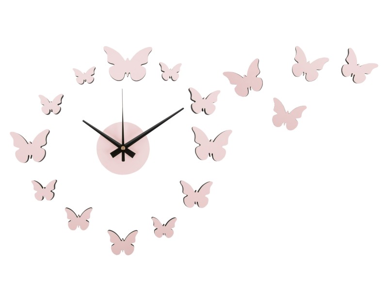 present time Wall Clock DIY Butterfly - KA6000LP Soft pink
