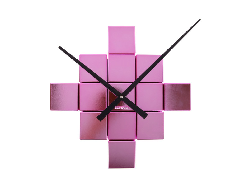 Present Time Wall Clock DIY Cubic Metallic - KA5974PI Metallic Dark Pink