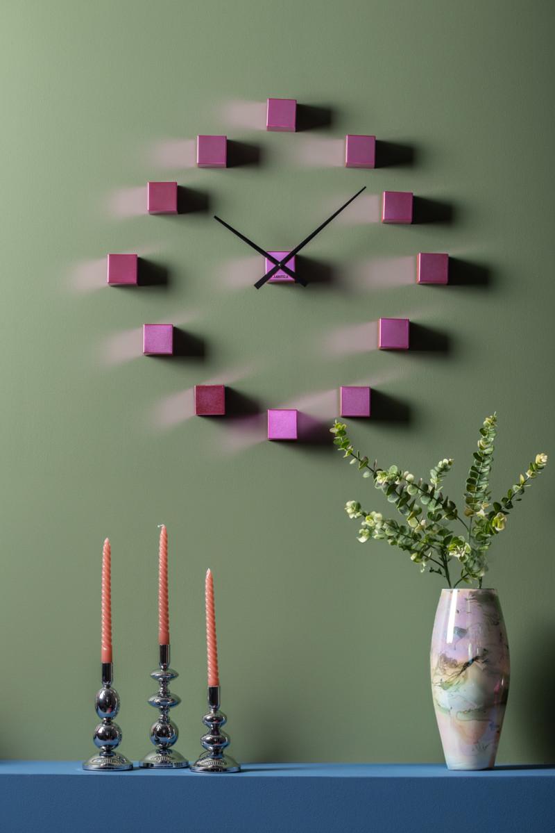 Present Time Wall Clock DIY Cubic Metallic - KA5974PI Metallic Dark Pink
