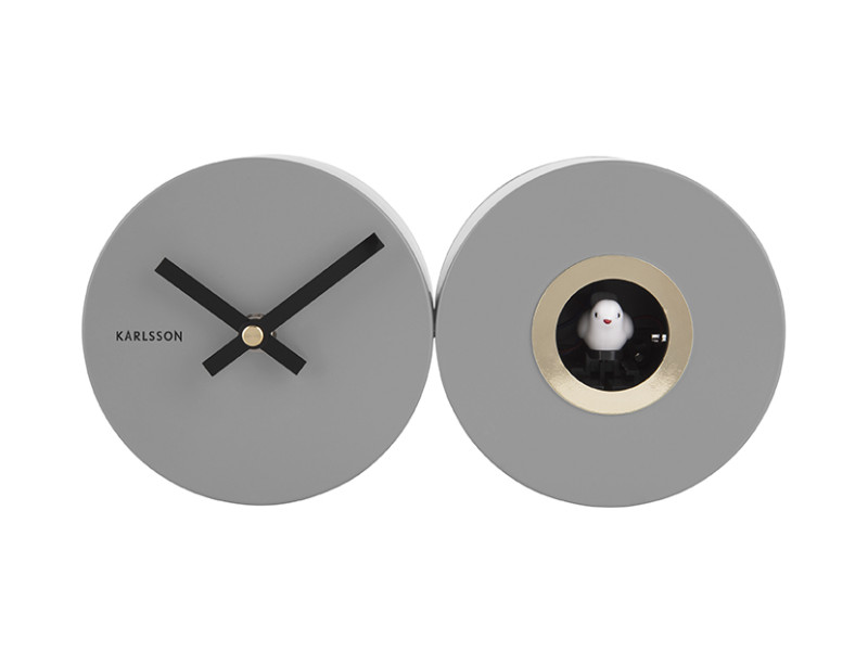 Present Time Wall Clock Duo Cuckoo - KA5789GY Mouse Grey