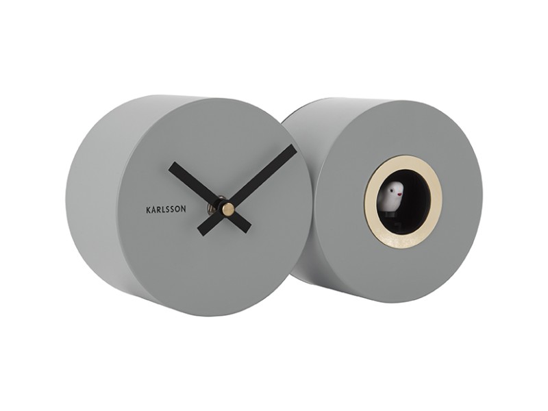 present time Wall Clock Duo Cuckoo - KA5789GY Mouse grey