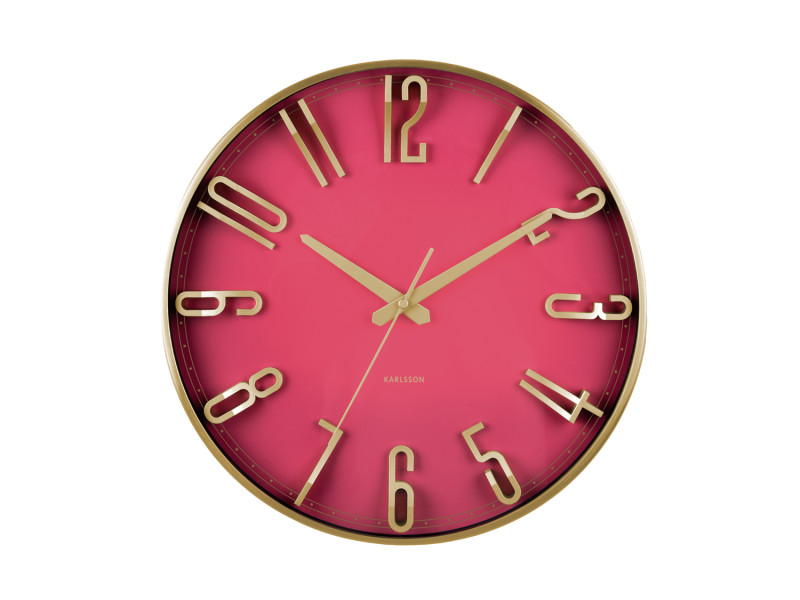 Present Time Wall Clock Elevated Glam - KA6016PI Metallic Dark Pink