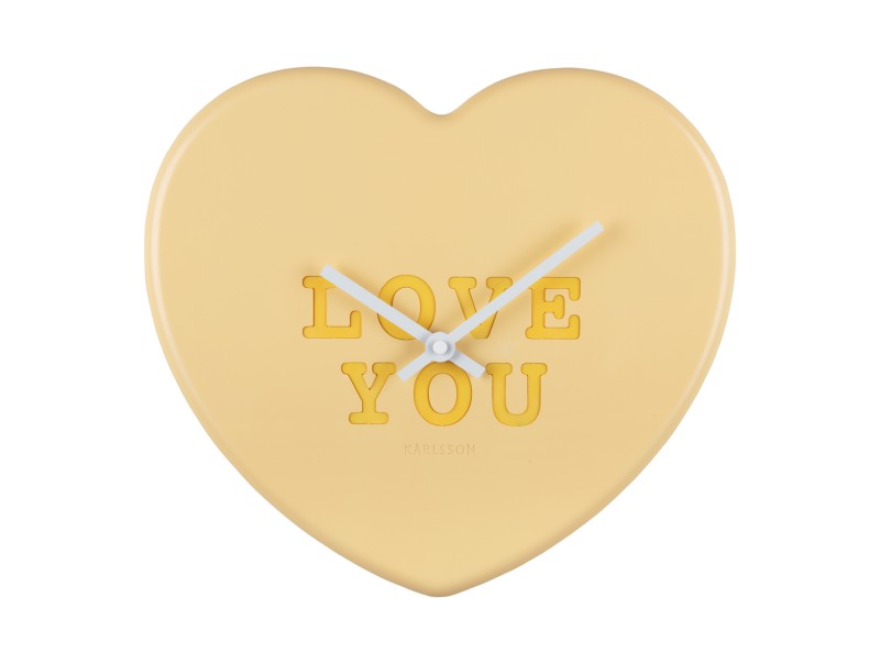 present time Wall Clock Heart Candy - KA5985LY Soft yellow