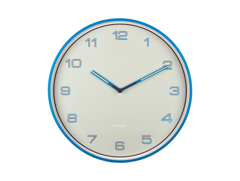 Present Time Wall Clock Lined Numbers - KA6013BB Bright Blue