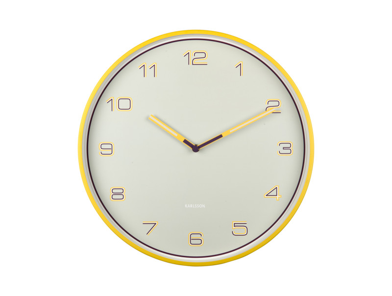Present Time Wall Clock Lined Numbers - KA6013BY Bright Yellow