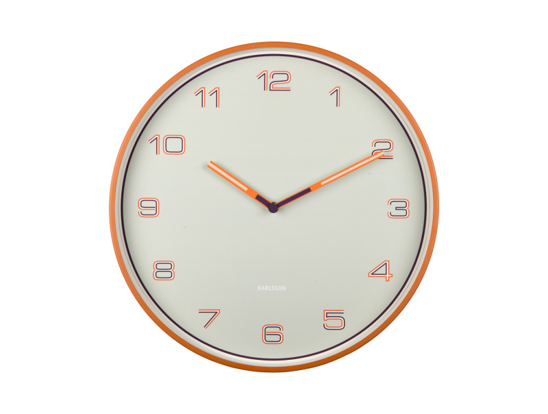 present time Wall Clock Lined Numbers - KA6013OR Bright orange