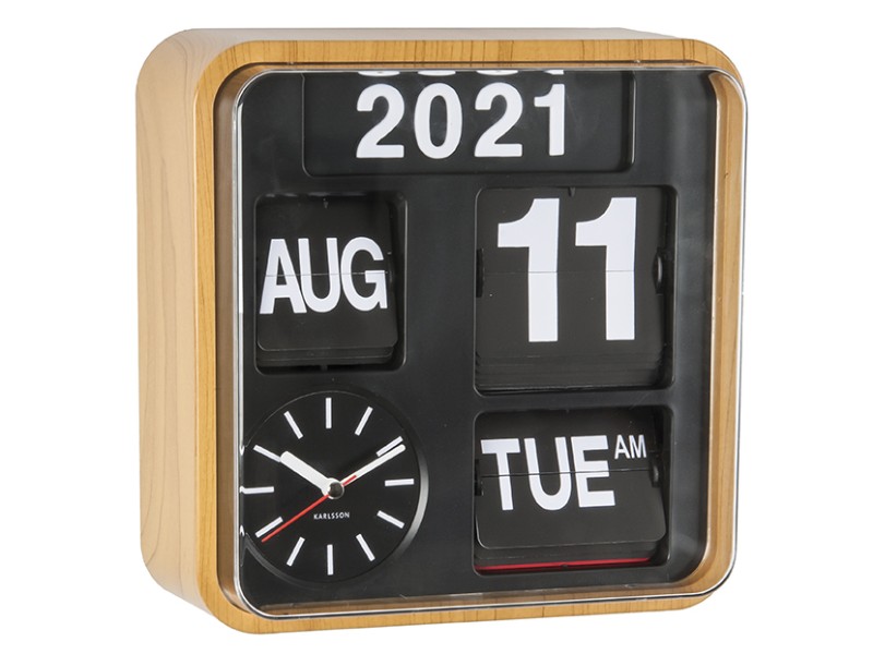present time Wall Clock Mini Flip - KA5364WD Light wood veneer