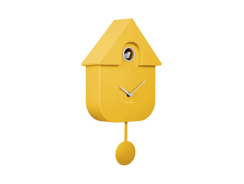 present time Wall Clock Modern Cuckoo - KA5768BY Bright yellow