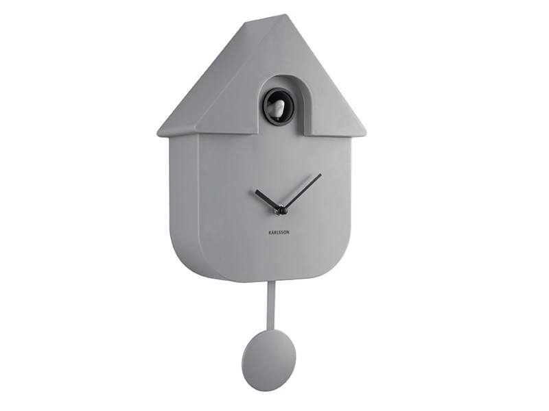 present time Wall Clock Modern Cuckoo - KA5768GY Mouse grey