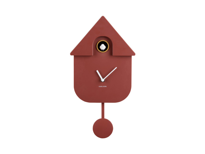Present Time Wall Clock Modern Cuckoo - KA5768RD Red Ochre