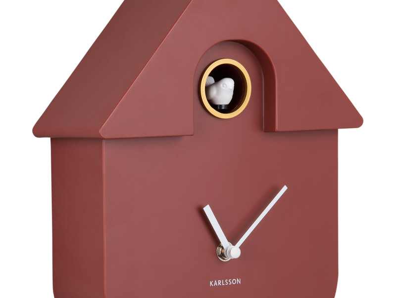 Present Time Wall Clock Modern Cuckoo - KA5768RD Red Ochre