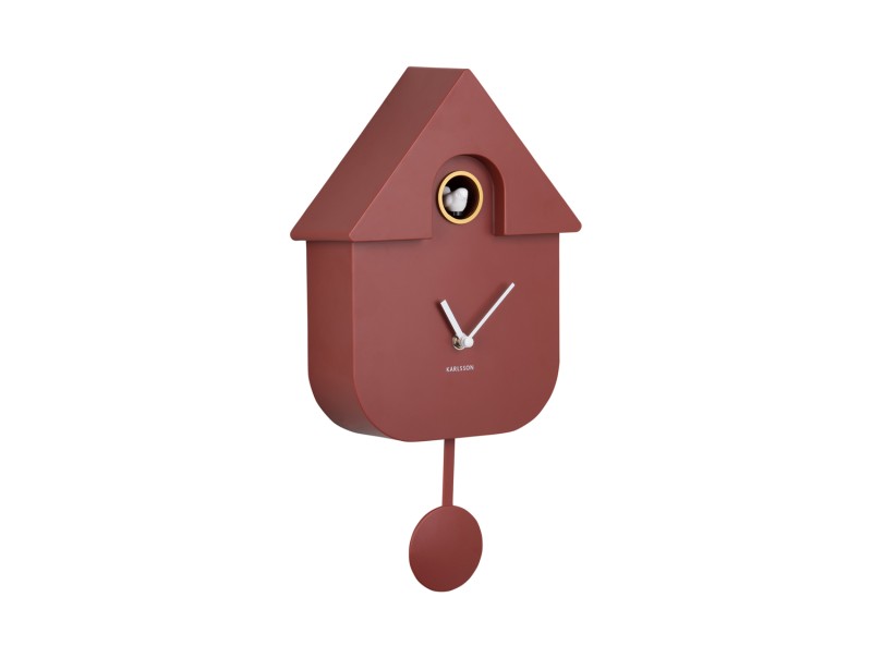 present time Wall Clock Modern Cuckoo - KA5768RD Red ochre