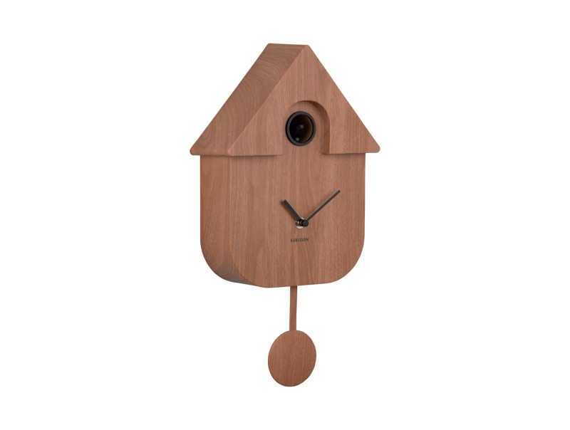 Present Time Wall Clock Modern Cuckoo - KA5964DW Dark Wood