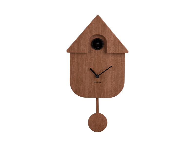 Present Time Wall Clock Modern Cuckoo - KA5964DW Dark Wood