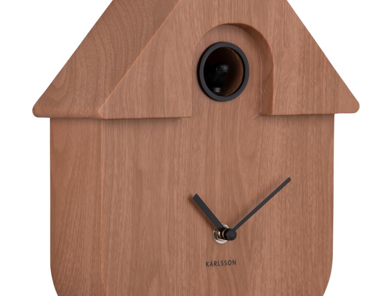 Present Time Wall Clock Modern Cuckoo - KA5964DW Dark Wood