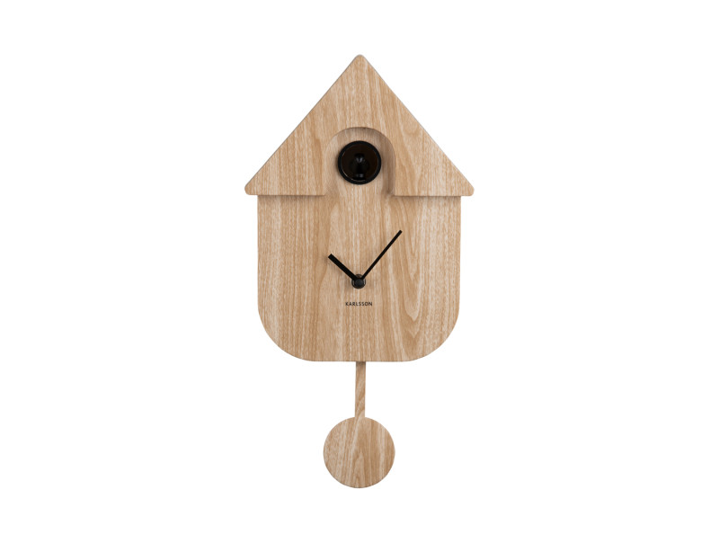 Present Time Wall Clock Modern Cuckoo - KA5964WD Light Wood