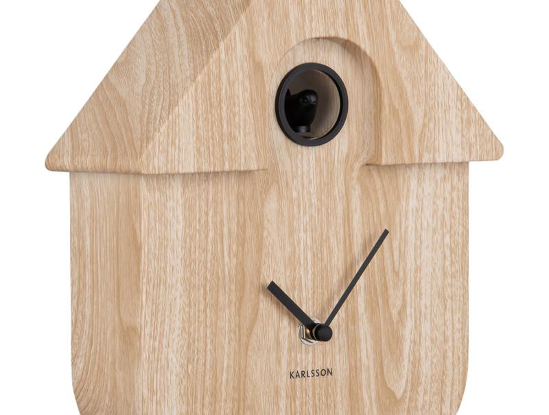 Present Time Wall Clock Modern Cuckoo - KA5964WD Light Wood