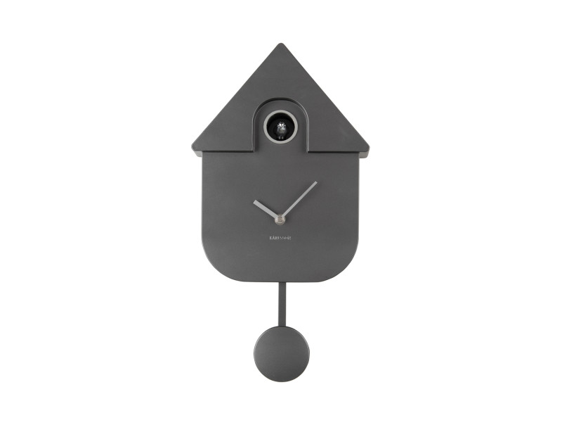 Present Time Wall Clock Modern Cuckoo Metallic - KA5867DG Metallic Dark Grey