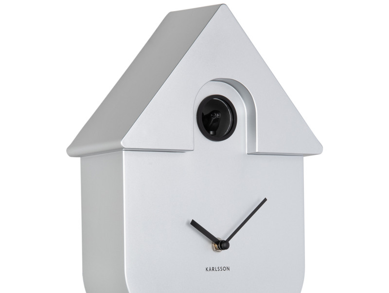 Present Time Wall Clock Modern Cuckoo Metallic - KA5867SI Metallic Silver