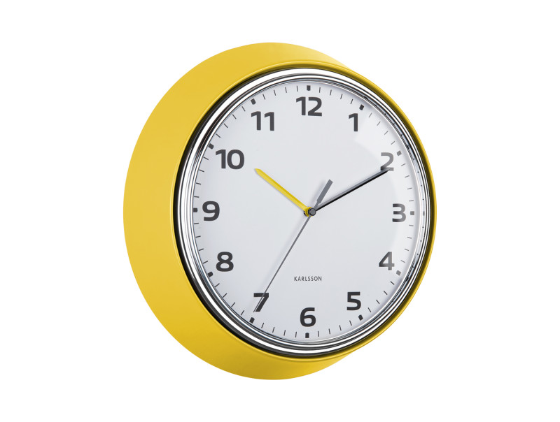 present time Wall Clock Modern Retro - KA6006YE Bright yellow