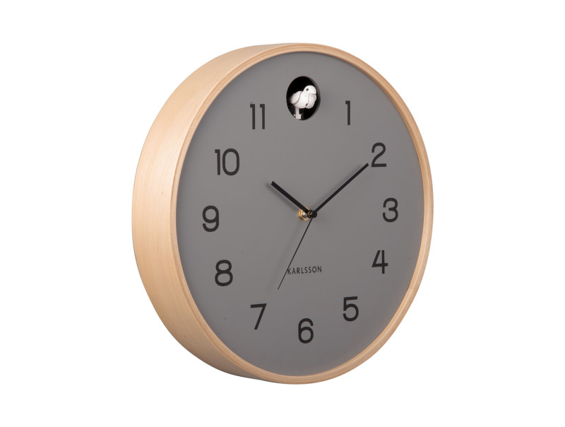 Present Time Wall Clock Natural Cuckoo - KA5886GY Mouse Grey