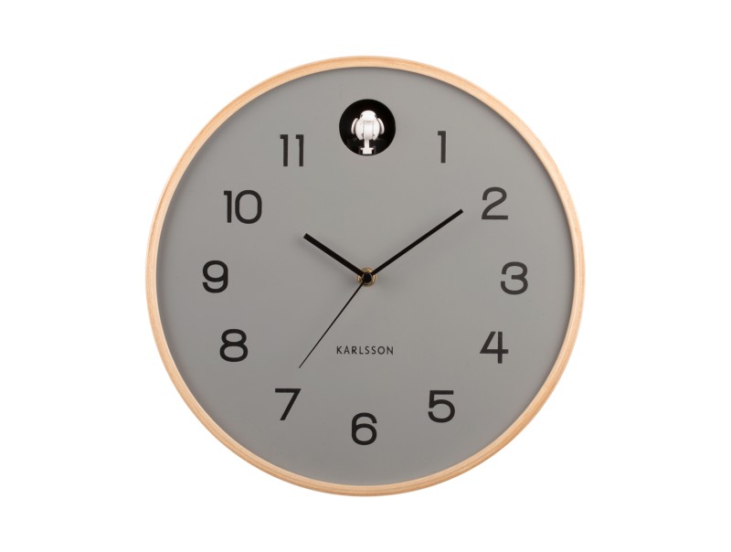 present time Wall Clock Natural Cuckoo - KA5886GY Mouse grey