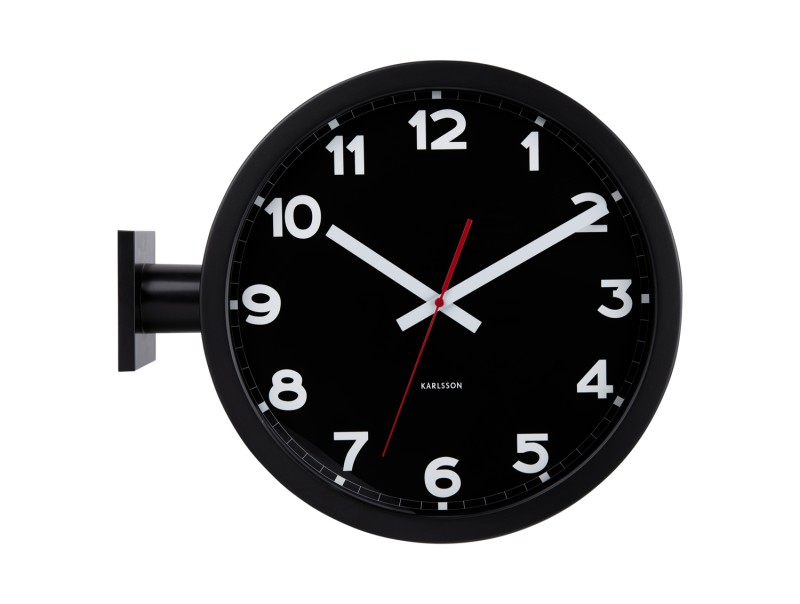 present time Wall Clock New Classic Double Sided - KA5966BK Black