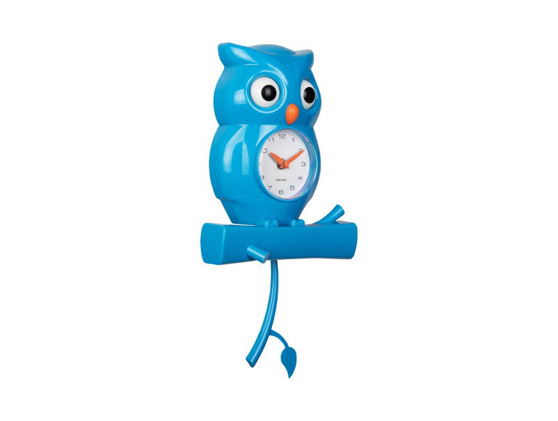 Present Time Wall Clock Owl Pendulum - KA5965BB Bright Blue