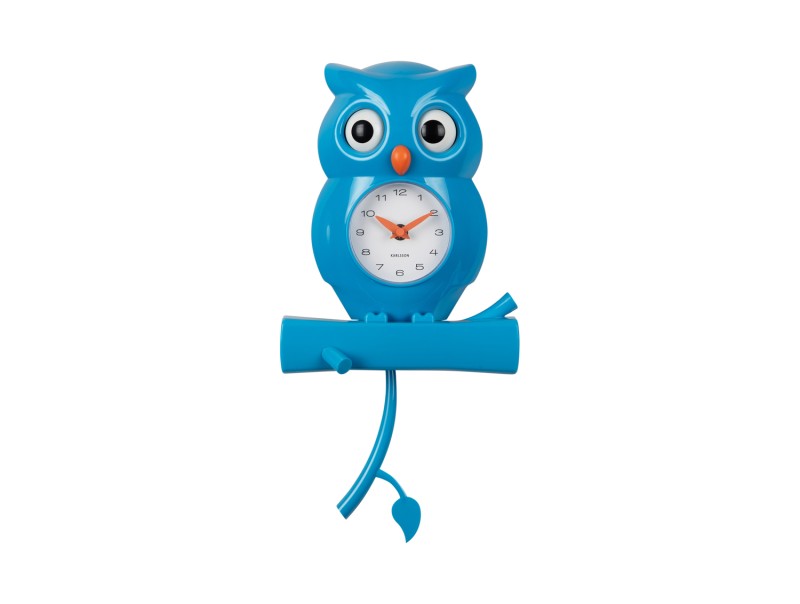 present time Wall Clock Owl Pendulum - KA5965BB Bright blue