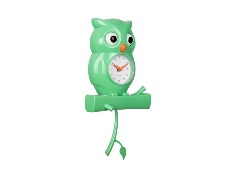 Present Time Wall Clock Owl Pendulum - KA5965BG Bright Green